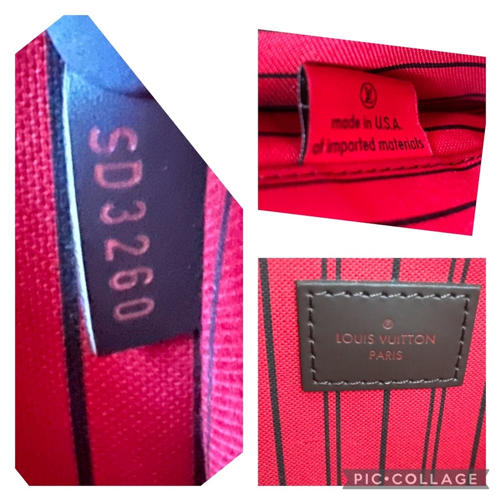 Sold!❤️ Louis Vuitton Neverfull Pouch Mm GM Damier Ebene w/Crossbody Hardware - Picture 7 of 16